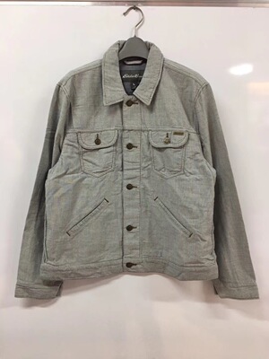 秋冬条纹金属全棉工装夹克外套