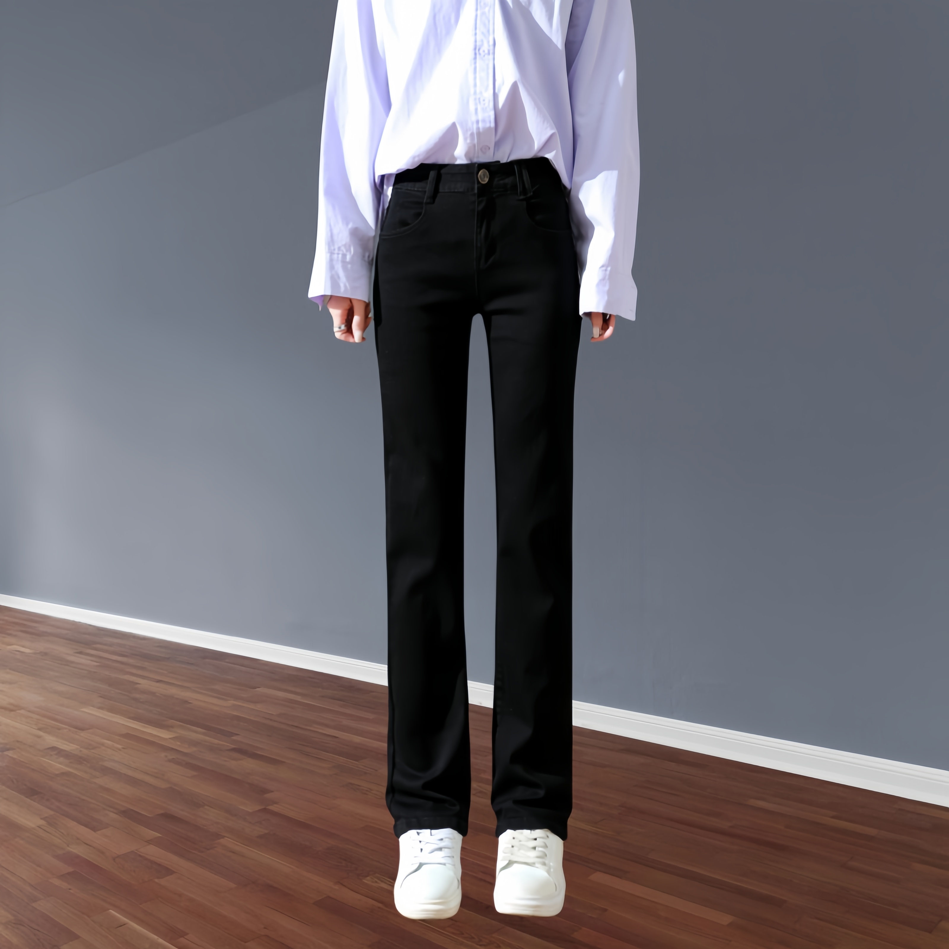 中腰直筒｜直筒牛仔裤女春秋2025新款小个子直筒裤宽松显瘦法棍裤