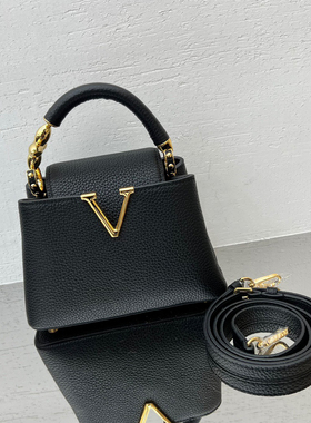 时尚手提斜挎女包金尼路小牛皮翻盖V字包空白版无logo定制时装包