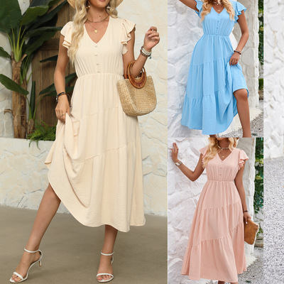 2026Summer girls' style solidcolor dress夏季少女风纯色连衣裙