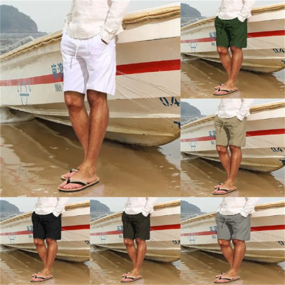 Men Summer Elastic Waist Solid Color Casual Shorts男纯色短裤