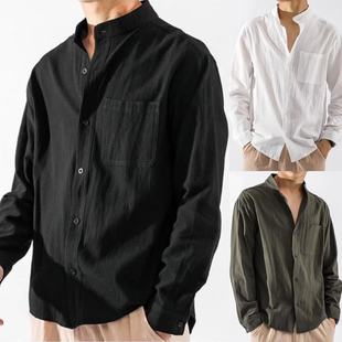 Men's loose oversized long sleeved casual shirts纯色长袖衬衫