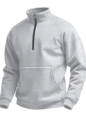 Spring men's autumn half zip casual hoodie男士秋季半拉链卫衣