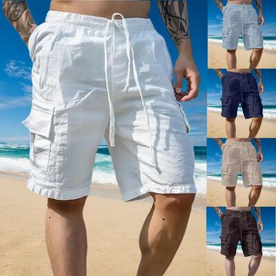 Solid color breathable daily beach five quarter pant男士短裤