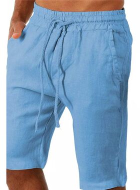 Men's loose drawstring solid color casual shorts男士抽绳短裤