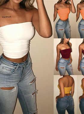 New Women Sexy Off Shoulder Strapless Casual Tank Vest