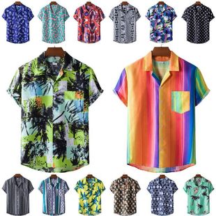 2023夏男士民族风印花夏威夷短袖衬衫Hawaiian shortsleeve shirt