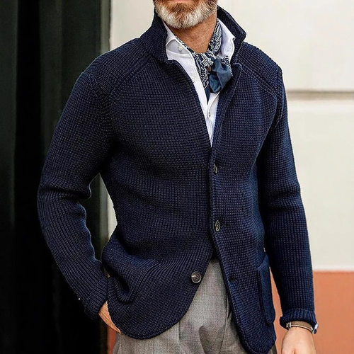 Men's casual solid color knitted jacket男士休闲纯色针织外套