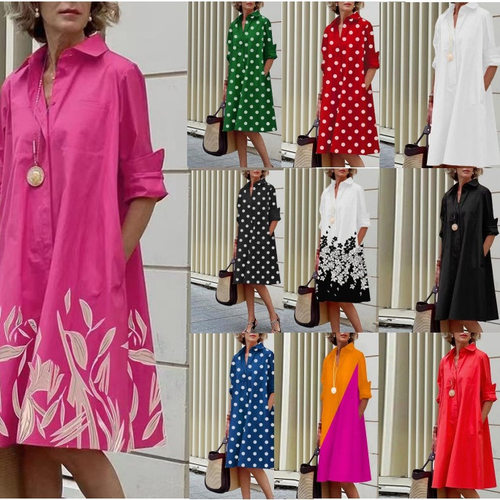 2026 Autumn women's printed simple dress秋季女印花简约连衣裙