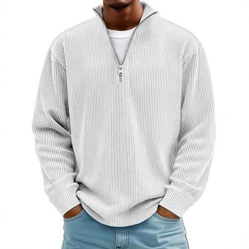 Stand up collar zipper corduroy men's hoodie立领灯芯绒男卫衣