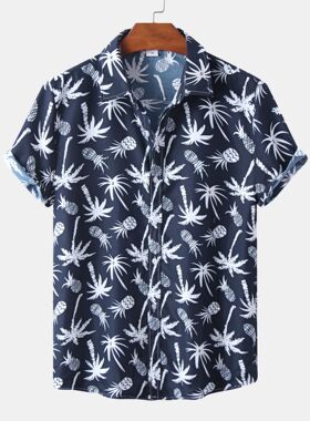 男士印花短袖休闲衬衫Men's printed short sleeved casual shirt