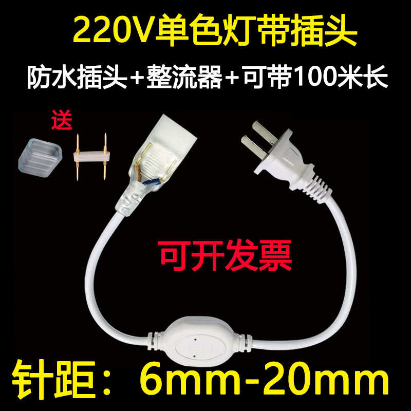 220V单色防水led灯带两针针距插头整流器带开关连接头驱动电源