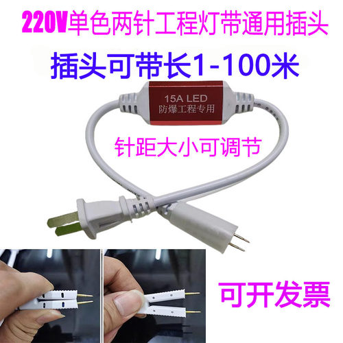 单色两针led工程灯带通用插头