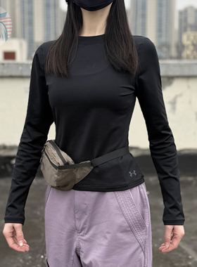 现货UA安德玛Meridian女秋冬速干保暖加绒打底冬训长袖T恤1376338