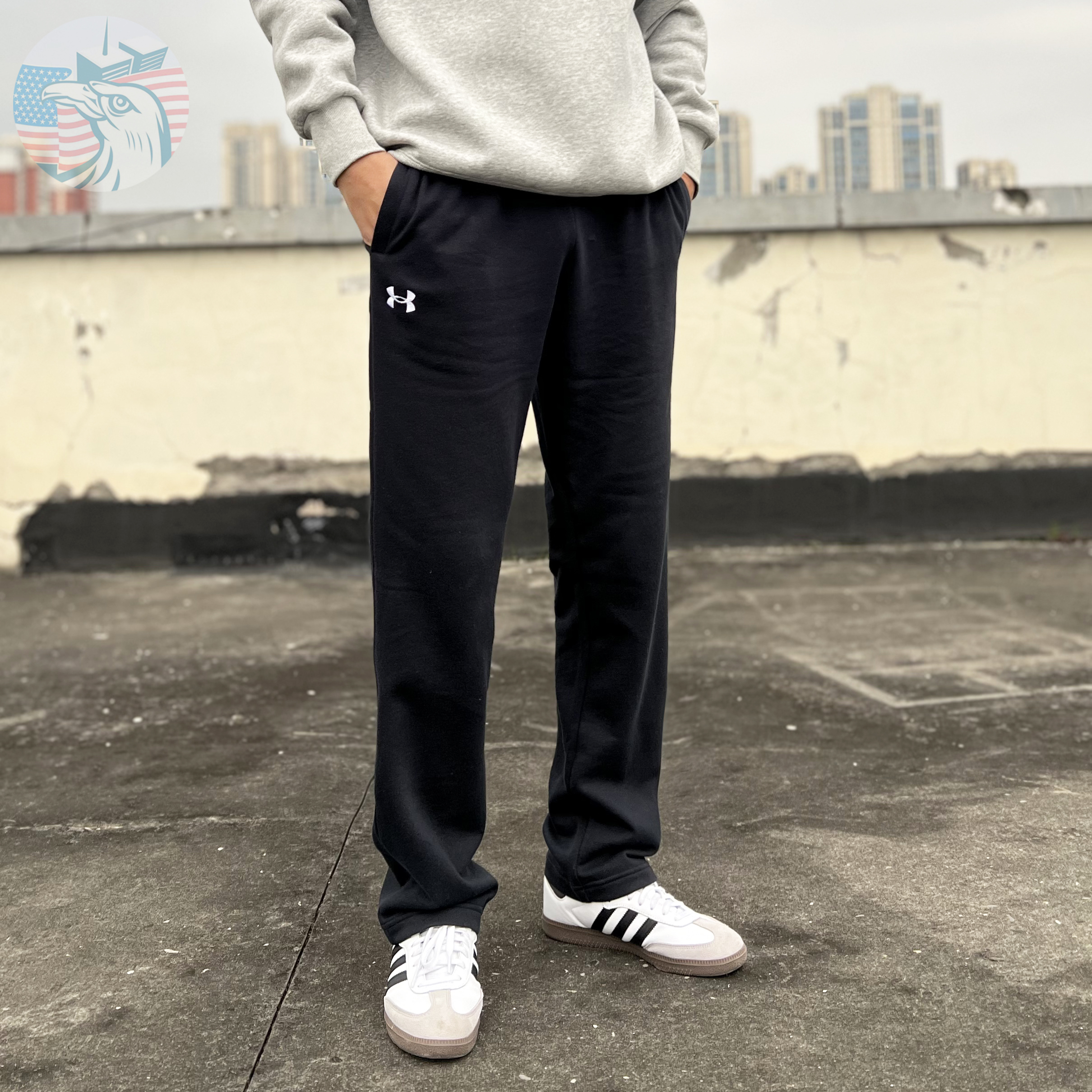 安德玛加绒直筒cleanfit运动卫裤