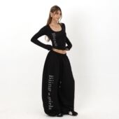 美式 女 嘻哈hiphop运动裤 爵士舞蹈春秋季 辣妹重工烫钻宽松休闲卫裤