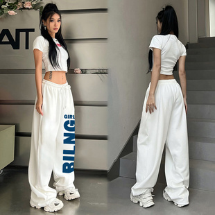 美式街头复古运动裤女夏季高街束脚卫裤hiphop爵士舞嘻哈跳舞裤子
