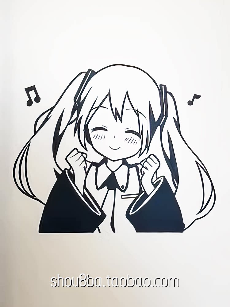 初音未来墙贴MIKU动漫机箱贴纸行李箱痛贴二次元墙车贴防水