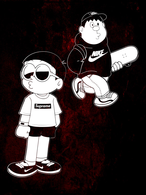 机器猫西海岸改装hf汽车潮流贴纸 贴花车贴玻璃贴墙贴大熊supreme