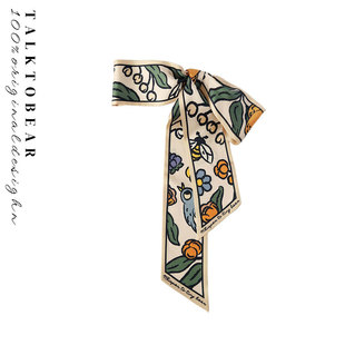 小熊说 高端twill原创绑包包发带手柄送礼物桑蚕真丝窄长条小丝巾