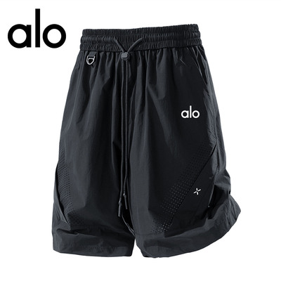 alo藏青色冰丝运动短裤男夏季薄款凉感休闲户外速干五分裤子男裤