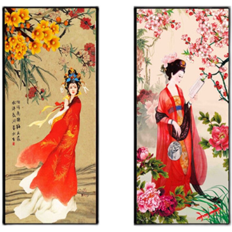 客厅满钻石画十字绣中式仕女竖版手工点贴钻古代四大美女挂画简单