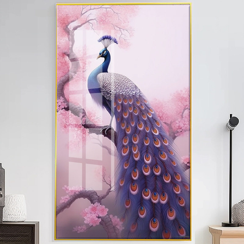正品紫色孔雀十字绣钻石画新款玄关客厅精准印花满绣自己绣非成品