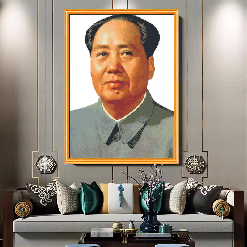 正品精准印花十字绣线绣客厅竖版刺绣伟人画像毛主席头像手工线画