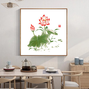 正品精准十字绣满绣客厅线绣玄关荷花青莲清廉图简单手工刺绣画