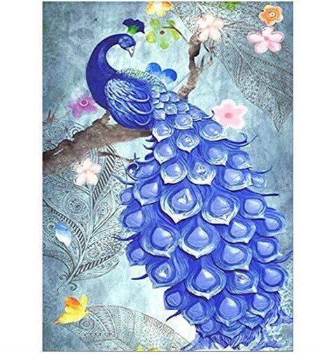 钻石画新款欧式客厅竖版紫孔雀满钻圆钻点贴钻画纯手工高端简单