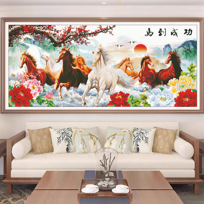 正品精准印花十字绣2026新款线绣客厅刺绣马到成功马踏祥云自绣画