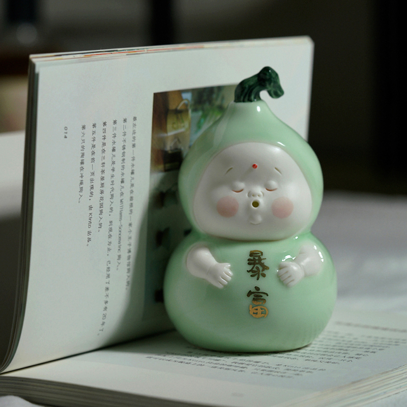 陶瓷葫芦暴富可爱摆件福禄文创发财招财工艺品装饰品办公桌家居