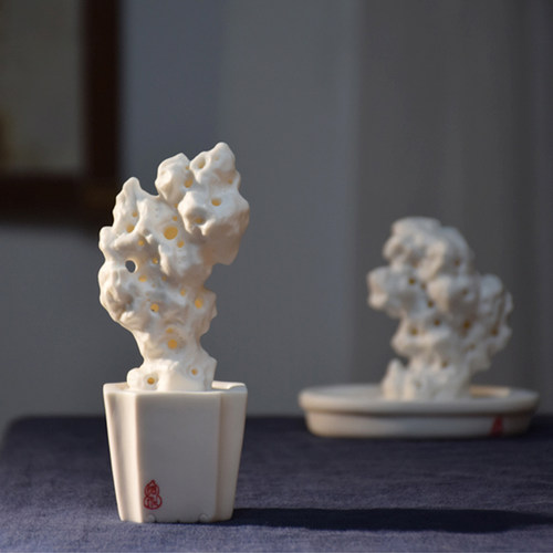 观山小社陶瓷太湖石装饰品小摆件