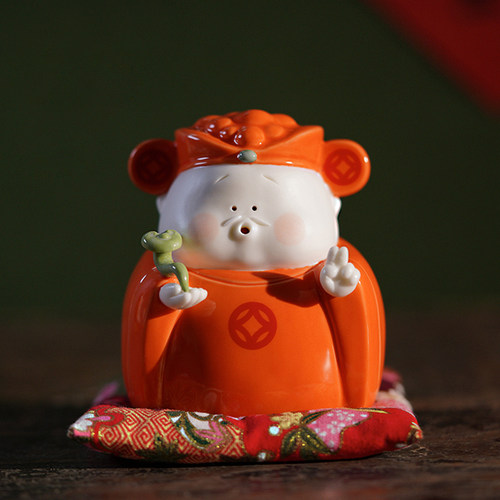 观山小社陶瓷招财财神桌面小摆件