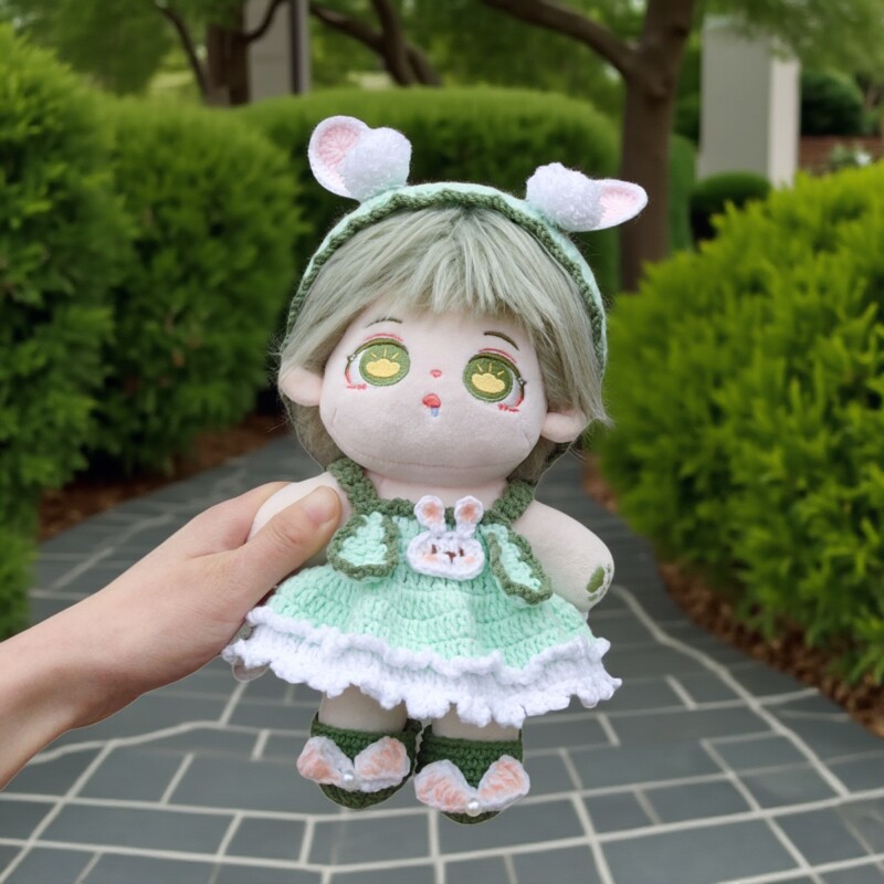 原创毛线钩针20cm棉花娃娃衣服饰品手工diy材料包送闺蜜