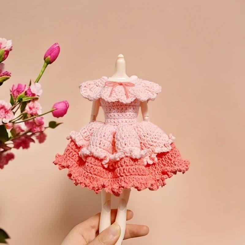 奶茶系列30cm钩针娃衣DIY材料包bjd衣服裙子适用女孩换装玩具