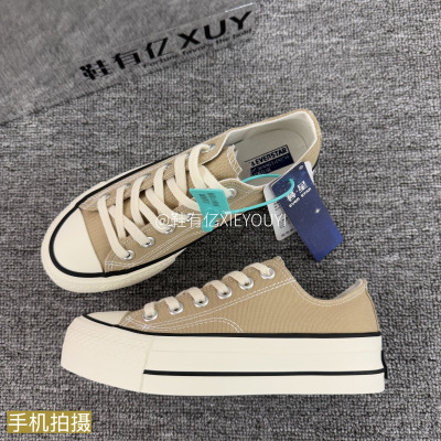 鞋有亿 厚底增高1970s低帮帆布鞋女款2025秋冬新款奶茶色休闲板鞋