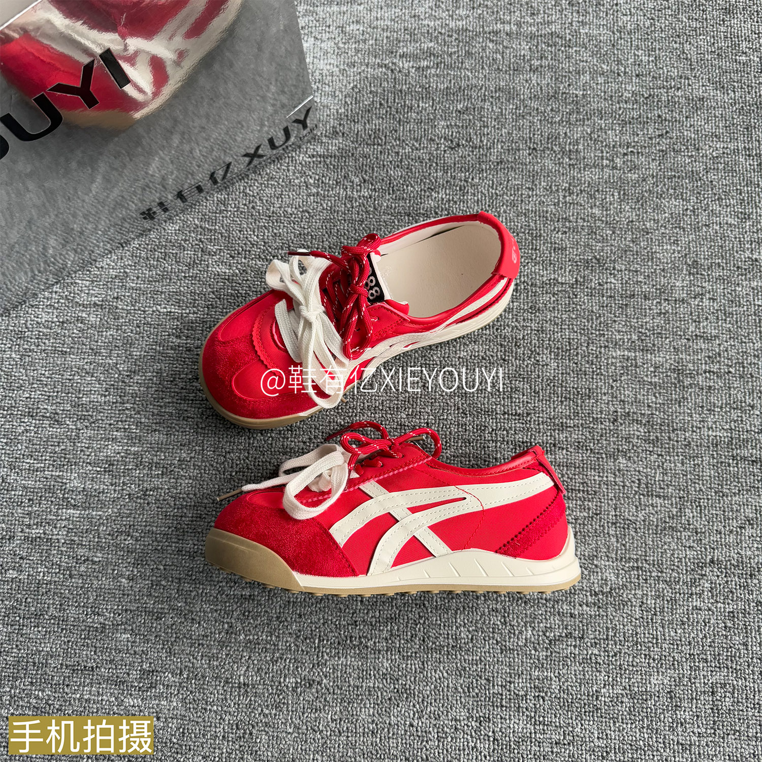 鞋有亿 2025夏季新款双鞋带红色休闲鞋子女款增高厚底阿甘德训鞋