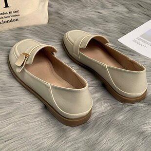 春大东单鞋女2024年春秋新款晚晚温柔风配裙子的鞋平底法式乐福鞋