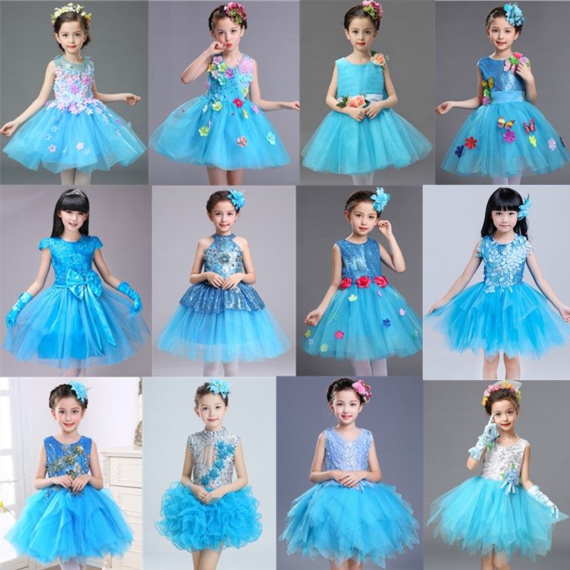 新款儿童演出服装幼儿园中小学生大合唱男童女童舞蹈表演服装蓝色