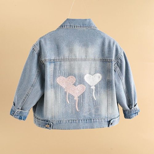 爱心镶钻牛仔衣女童春秋装