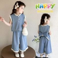 女童4牛仔套装5夏季2025阔腿裤6新款洋气7夏装无袖10岁背心两件套