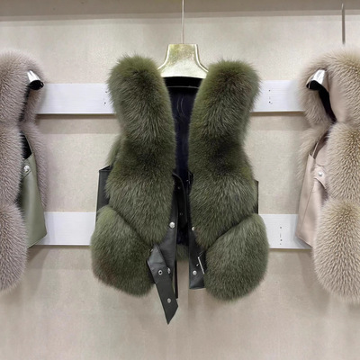 2025新款进口狐狸毛马甲女士年轻款皮草坎肩真毛整皮显瘦潮流