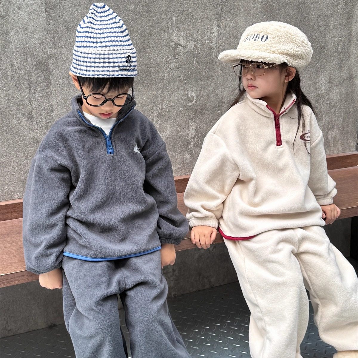 小豆仔冬款儿童摇粒绒加绒卫衣套装男女童休闲百搭保暖运动两件套,童装/婴儿装/亲子装,套装,淘宝优惠券,粉丝福利购,淘宝优惠卷