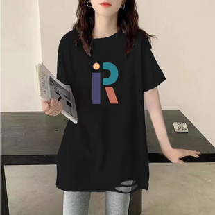 女短袖95纯棉t恤2025夏季ins网红超火破洞中长款宽松上衣潮遮屁