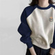 欧洲站时尚 宽松卫衣加绒爆款 休闲撞色拼接圆领女春秋冬季 2025新款
