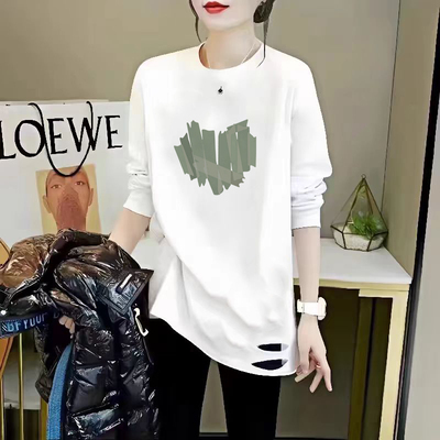 白色长袖t恤女2025秋冬新款叠穿德绒内搭遮屁股中长款打底衫上衣