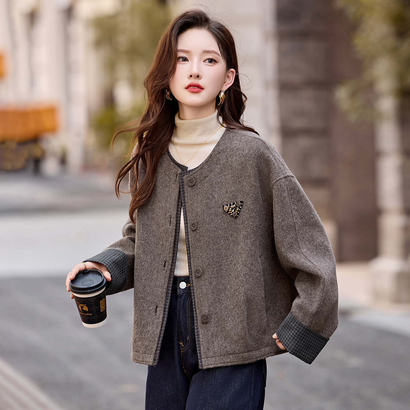 小香风毛呢外套女2025秋冬新款法式超好看独特洋气呢大衣女短外套