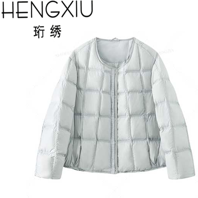 【虹虹Tia专享】珩绣90白鸭绒豆腐块时尚纯色羽绒服250879
