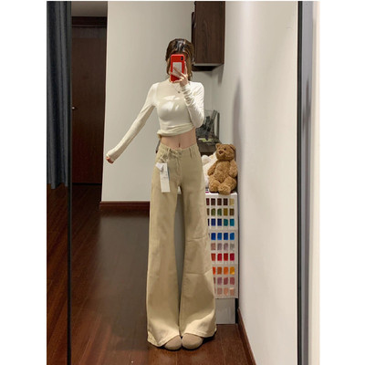 加长版复古加绒微喇牛仔裤女修身